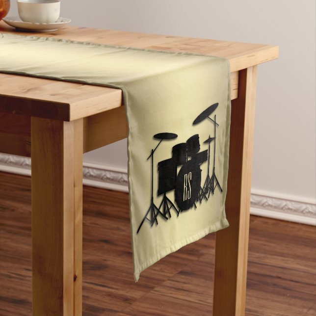 Monogram Drum Set Gold Long Table Runner (In Situ)