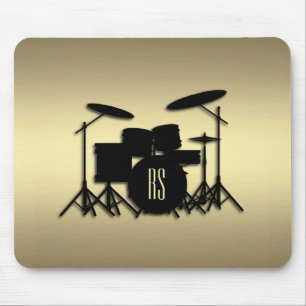 Monogram Drum Set Gold Mouse Pad