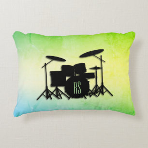 Monogram Drum Set Green Accent Pillow
