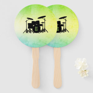 Monogram Drum Set Green Hand Fan
