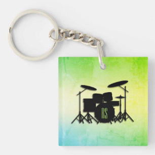 Monogram Drum Set Green Keychain