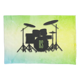 Monogram Drum Set Green Pillowcase