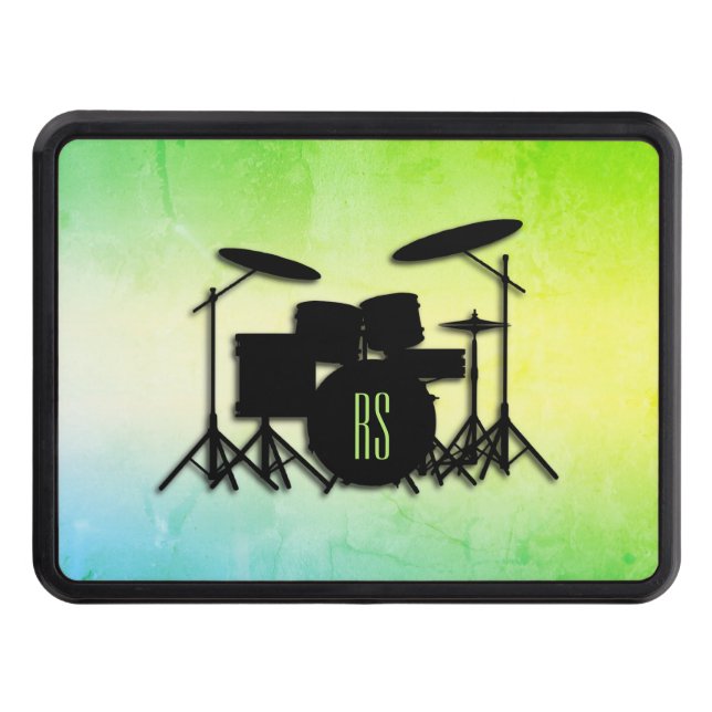 Monogram Drum Set Green Trailer Hitch Cover (Front)