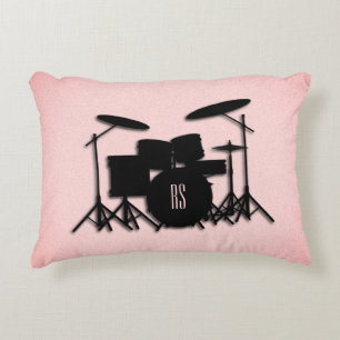 Monogram Drum Set Music Design Accent Pillow