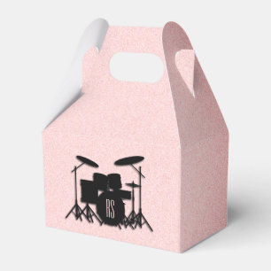 Monogram Drum Set Music Design Pink  Favor Box
