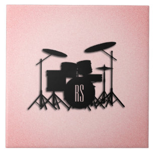 Monogram Drum Set Music Design Pink  Tile