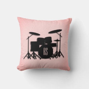 Monogram Drum Set Music Design  Throw Pillow