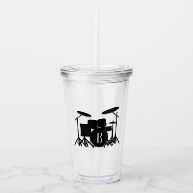 Monogram Drum Set Silver Acrylic Tumbler (Front)