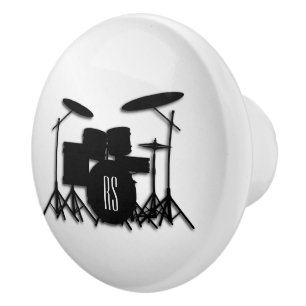 Monogram Drum Set Silver Ceramic Knob