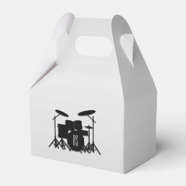 Monogram Drum Set Silver Favor Box (Front Side)