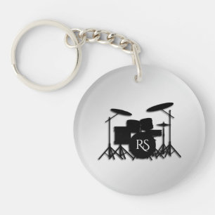 Monogram Drum Set Silver Keychain