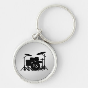 Monogram Drum Set Silver Keychain