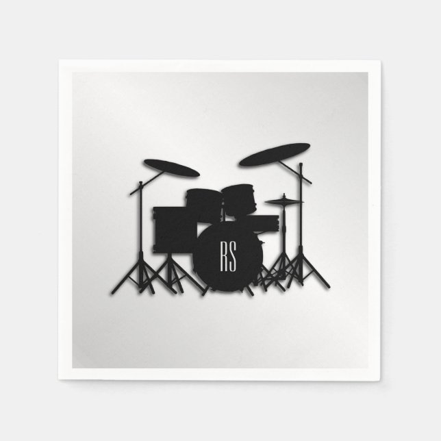 Monogram Drum Set Silver Napkin (Front)