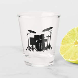 Monogram Drum Set Silver Shot Glass
