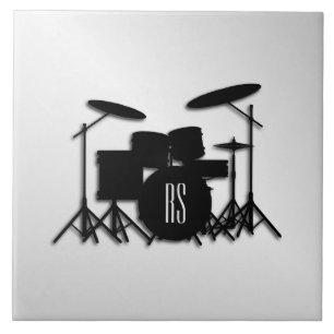 Monogram Drum Set Silver Tile