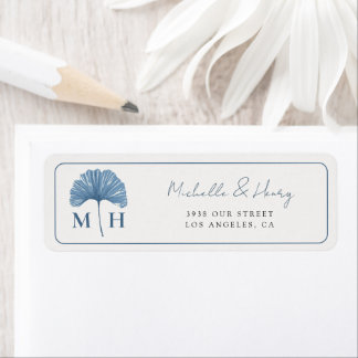 Monogram Dusty Blue Botancial Watercolor Wedding