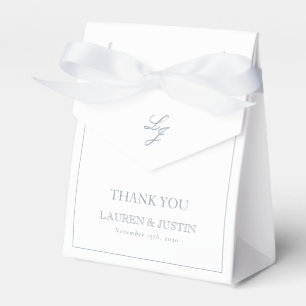 Monogram Dusty Blue Elegant Wedding Thank You Favor Box