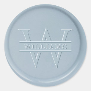 Monogram Dusty Blue Wax Seal Sticker