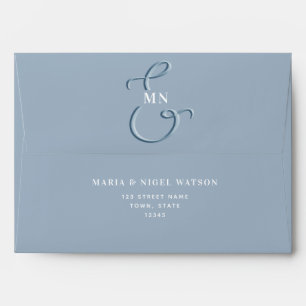 Monogram Dusty Blue Wedding Envelope