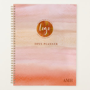 Monogram Dusty Orange Watercolor with Your Logo Planner