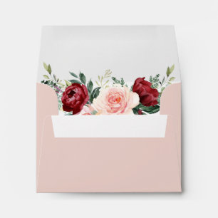 Monogram Dusty Rose Floral Return Address RSVP Envelope