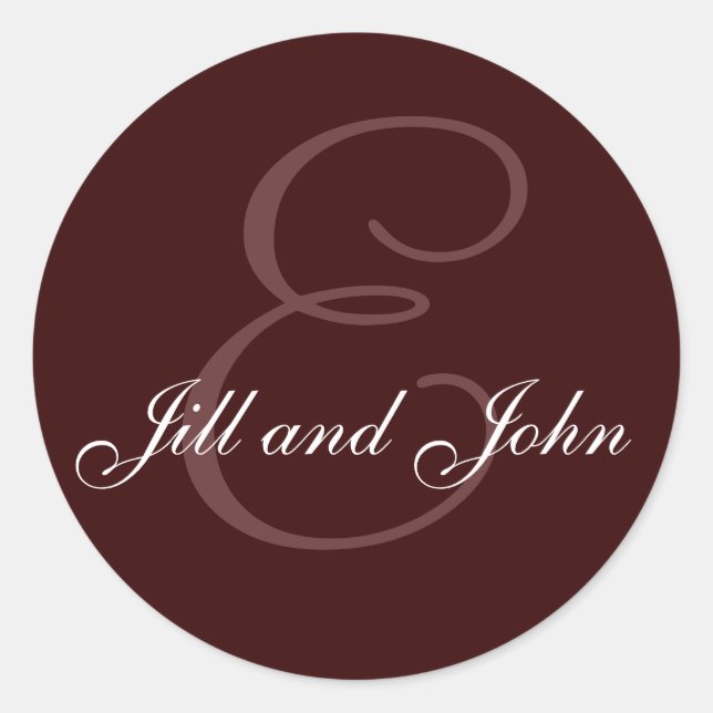 Monogram E and Names Seal Chocolate brown (Front)