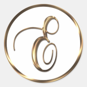 Monogram E Faux Bronze Classic Round Sticker