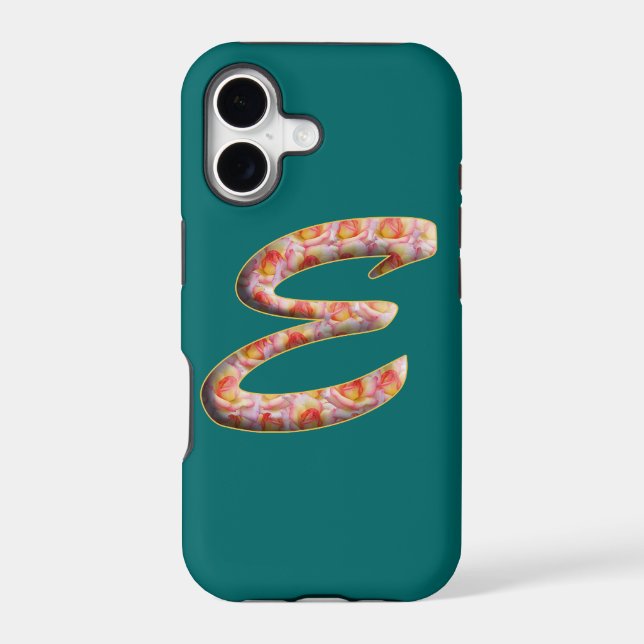 Monogram E in Roses Pattern Iphone 5 Case (Back)