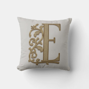 Monogram E Light Grey Family, Wedding, Birthday Throw Pillow