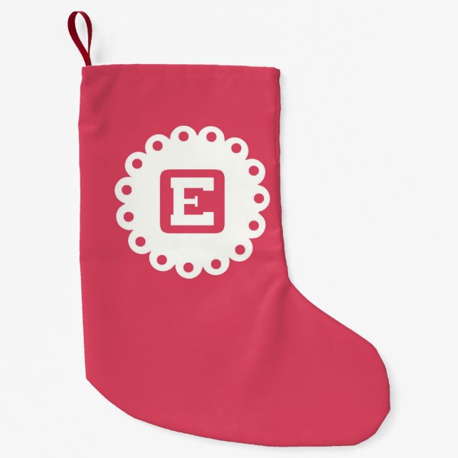 MONOGRAM "E" SMALL CHRISTMAS STOCKING (Front)