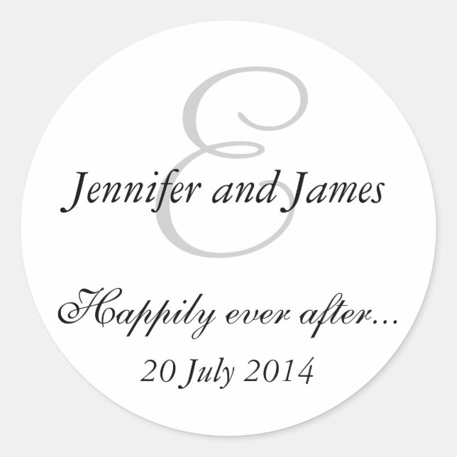 Monogram E Stickers for Wedding Favours (Front)