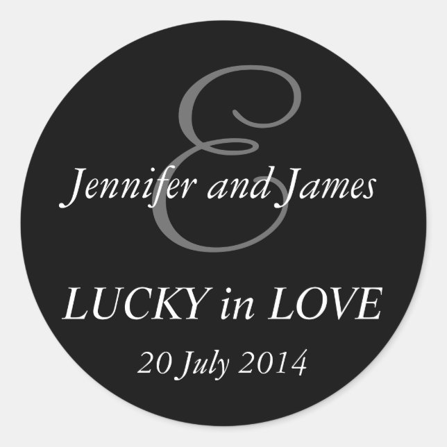 Monogram E Stickers for Weddings Black (Front)