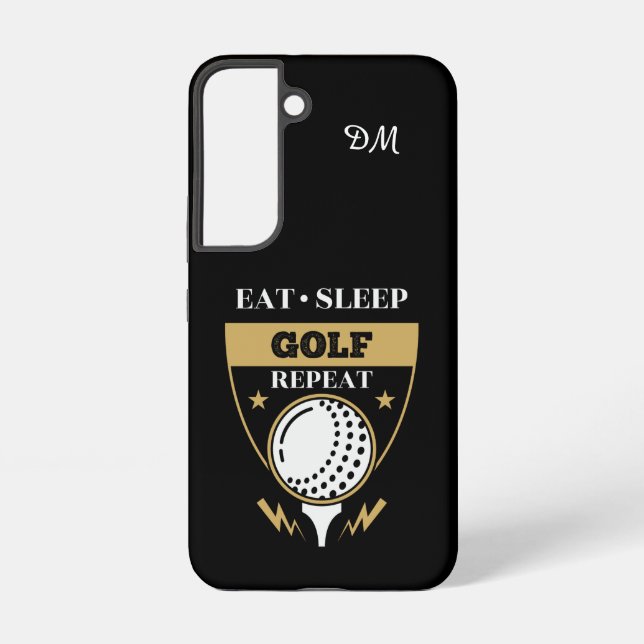 Monogram Eat Sleep Golf Repeat Samsung Galaxy S22 Case (Back)