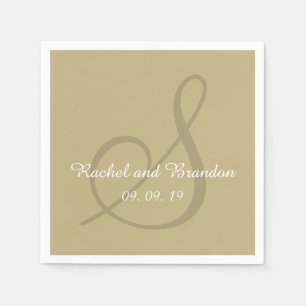 Monogram Ecru Bold Coloured Wedding Paper Napkins