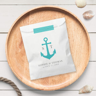 Monogram Editable Colour Anchor Nautical Wedding Favour Bag