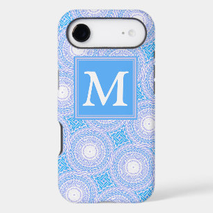 Monogram Electric blue circles pattern