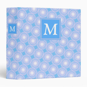 Monogram Electric blue circles pattern Binder