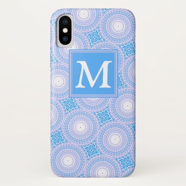 Monogram Electric blue circles pattern Case-Mate iPhone Case (Back)