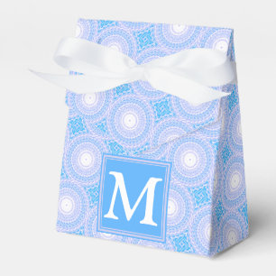 Monogram Electric blue circles pattern Favor Box