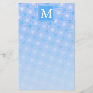 Monogram Electric blue circles pattern Stationery