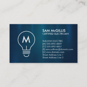 Monogram Electrician Electrical Contractor Business Card