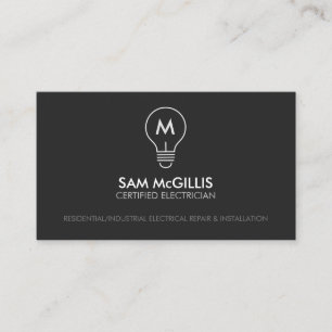 Monogram Electrician Electrical Contractor Business Card