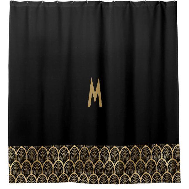 Monogram Elegant Black and Gold Art Deco Gatsby (Front)
