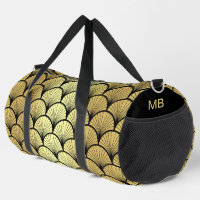 Monogram Elegant Black Gold Art Deco Pattern