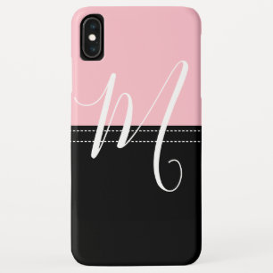 Monogram Elegant Black & Pink Solid Colour iPhone XS Max Case