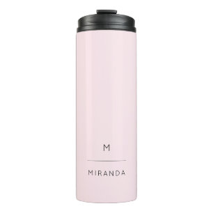 Monogram Elegant Blush Pink Black Classy Thermal Tumbler