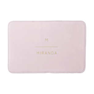 Monogram Elegant Blush Pink Gold Minimalist Classy Bath Mat
