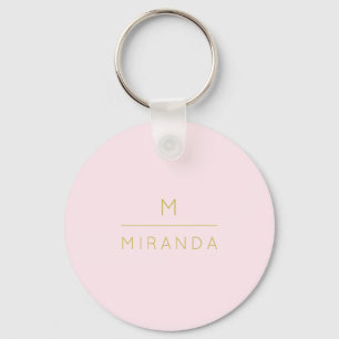 Monogram Elegant Blush Pink Gold Minimalist Classy Keychain