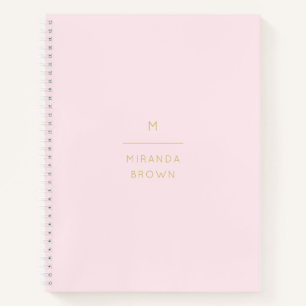Monogram Elegant Blush Pink Gold Minimalist Classy Notebook