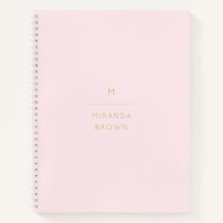 Monogram Elegant Blush Pink Gold Minimalist Classy Notebook